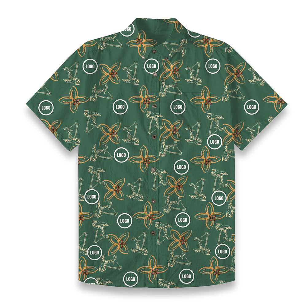 Custom Company Logo Men's Hawaiian Cotton Shirt 3